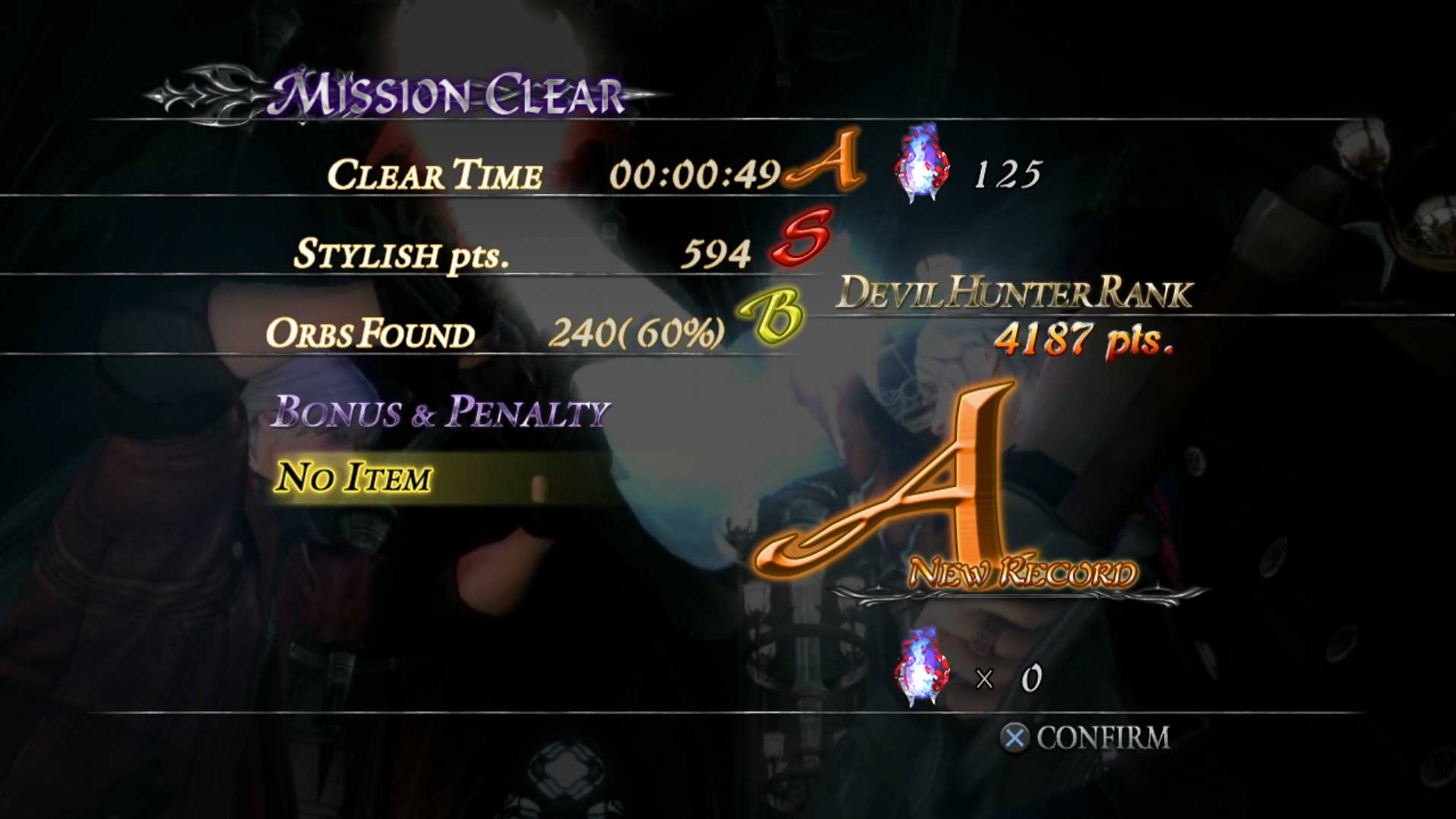 Devil May Cry 4 PS3 mission cleared screen