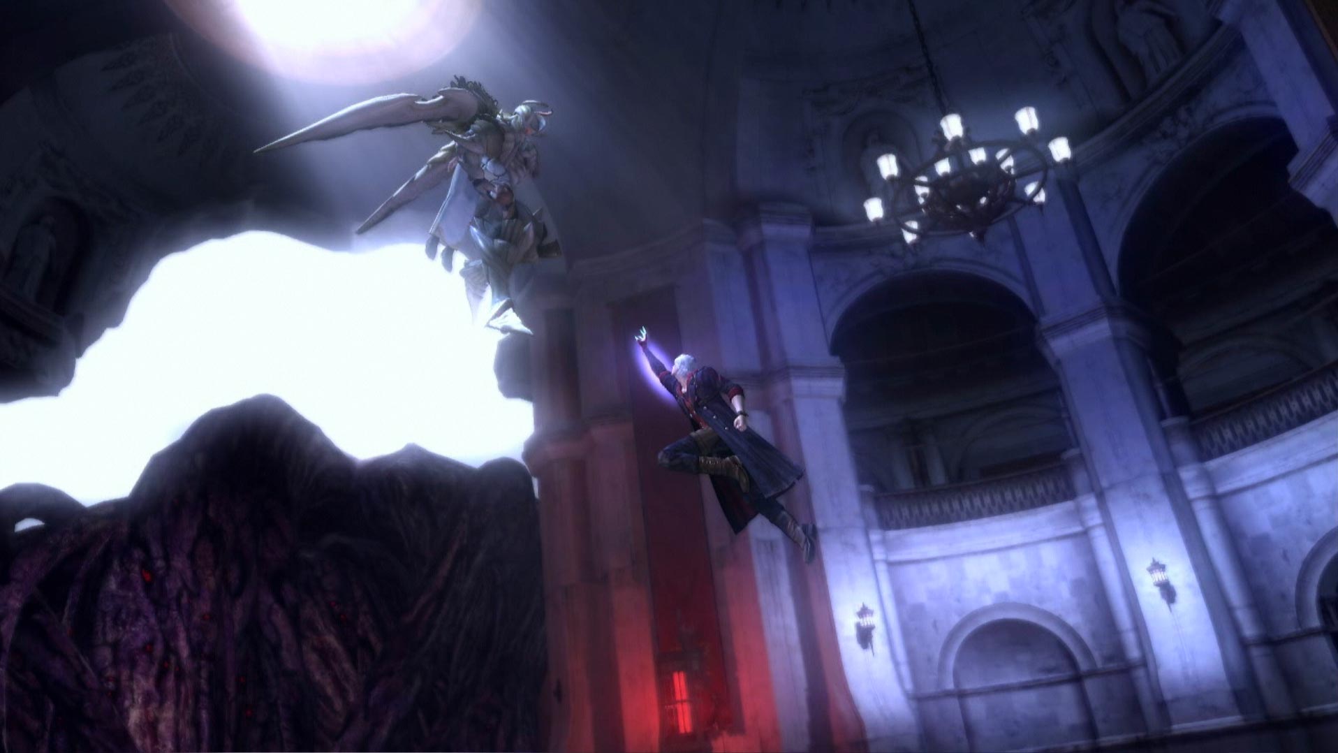 Devil May Cry 4 PS3 dante flying upwards cutscene