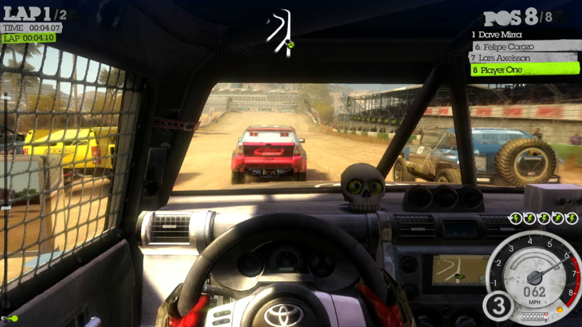 Dirt 2 PS3 cabin inside car view