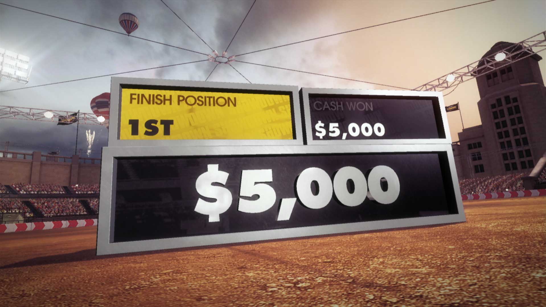 Dirt Showdown PS3 $5,000 race prize winnings