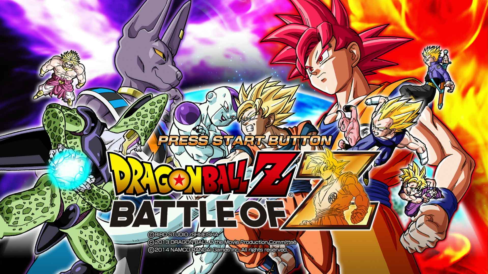 Dragon Ball Z Battle of Z PS3 game title press start screen