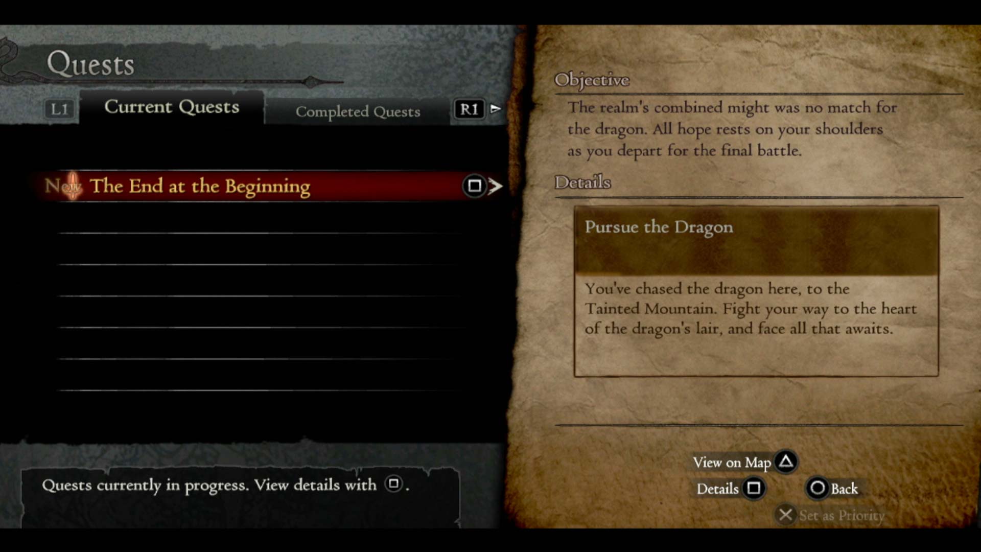 Dragons Dogma PS3 quest objective screen