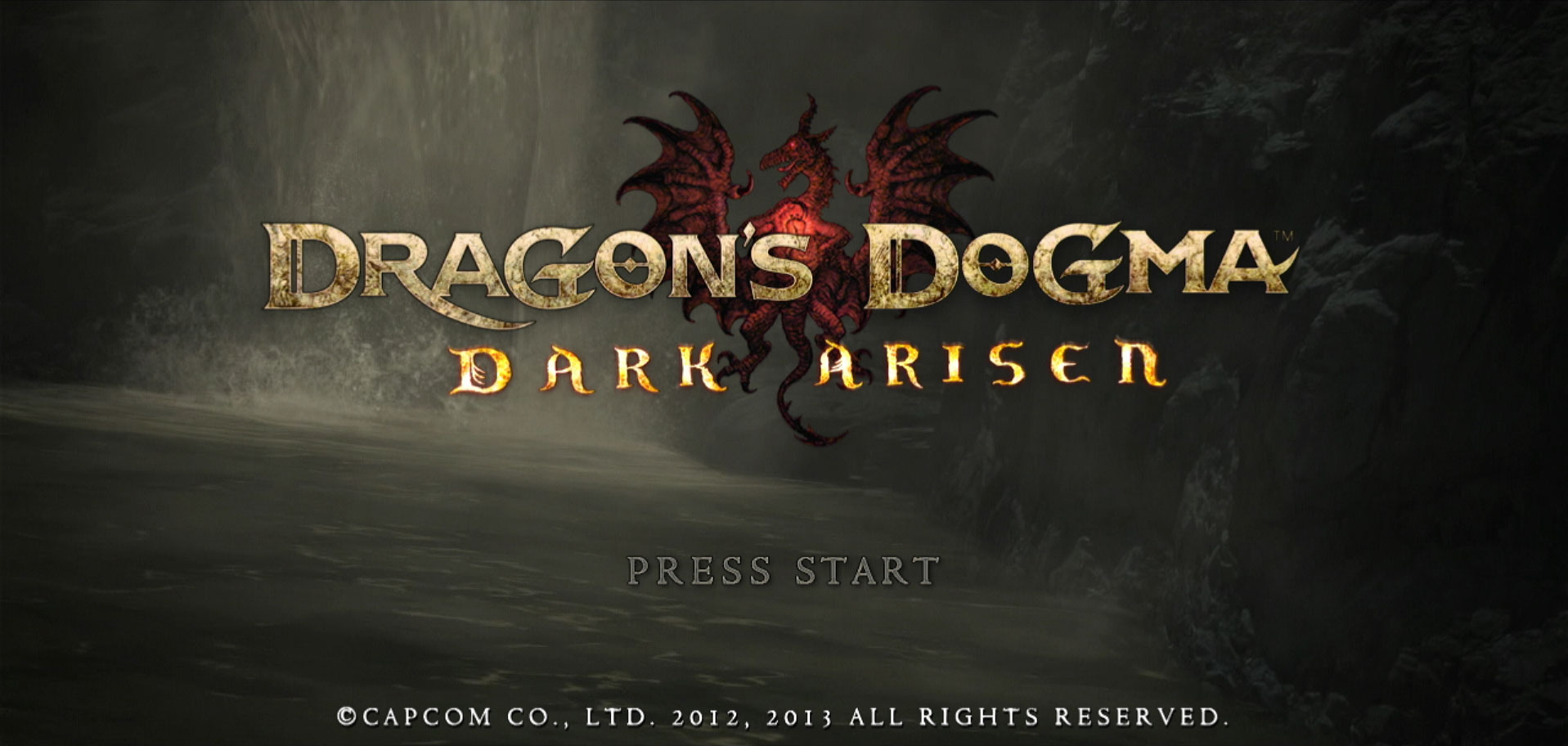 Dragons Dogma Dark Arisen PS3 game title press start screen