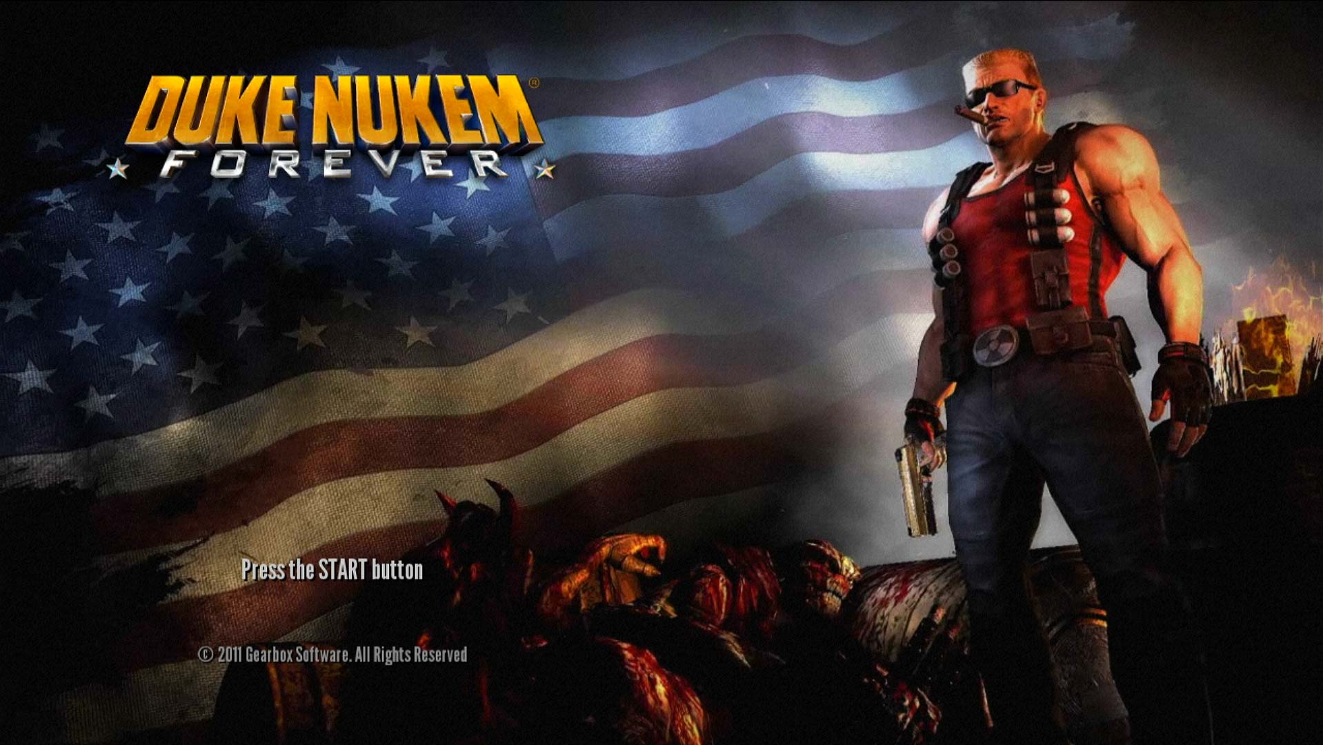 Duke Nukem Forever PS3 game title press start screen