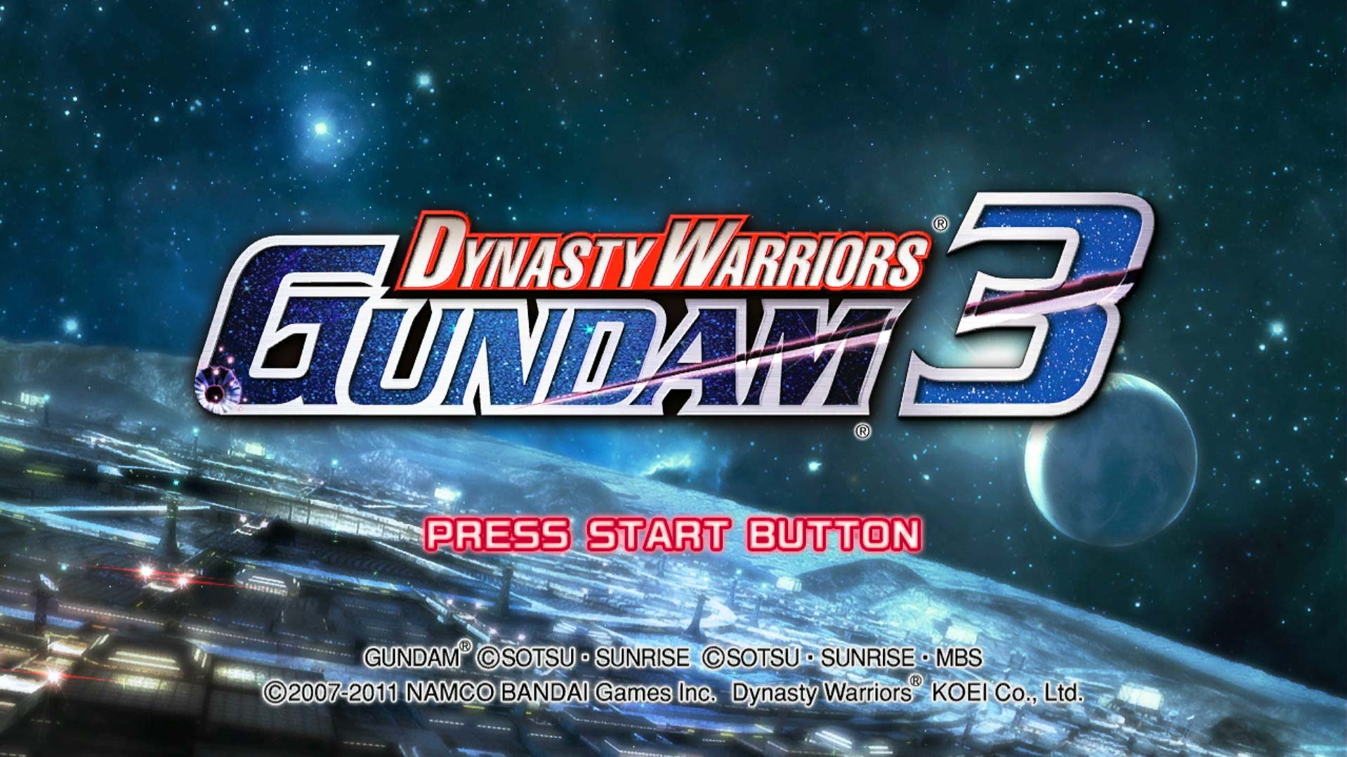 Dynasty Warriors Gundam 3 PS3 game title press start screen