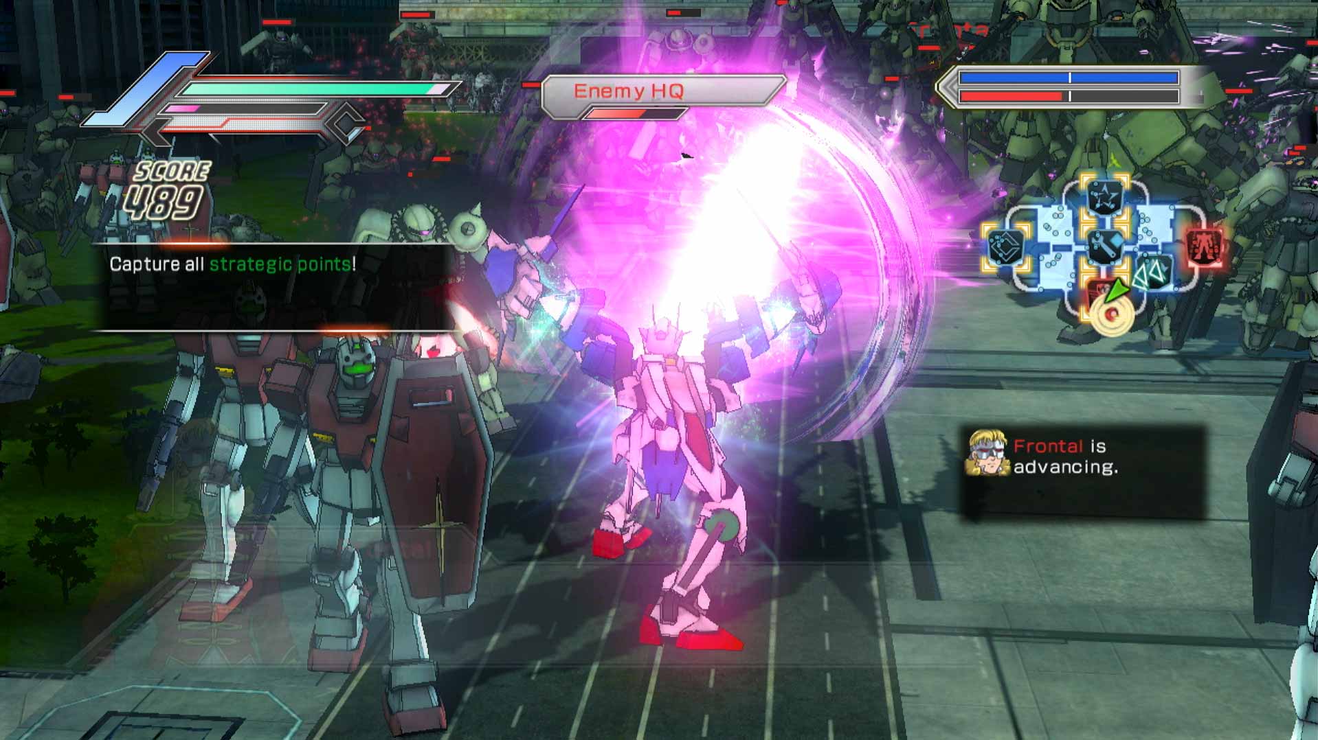 Dynasty Warriors Gundam 3 PS3 shooting enemiespink blast