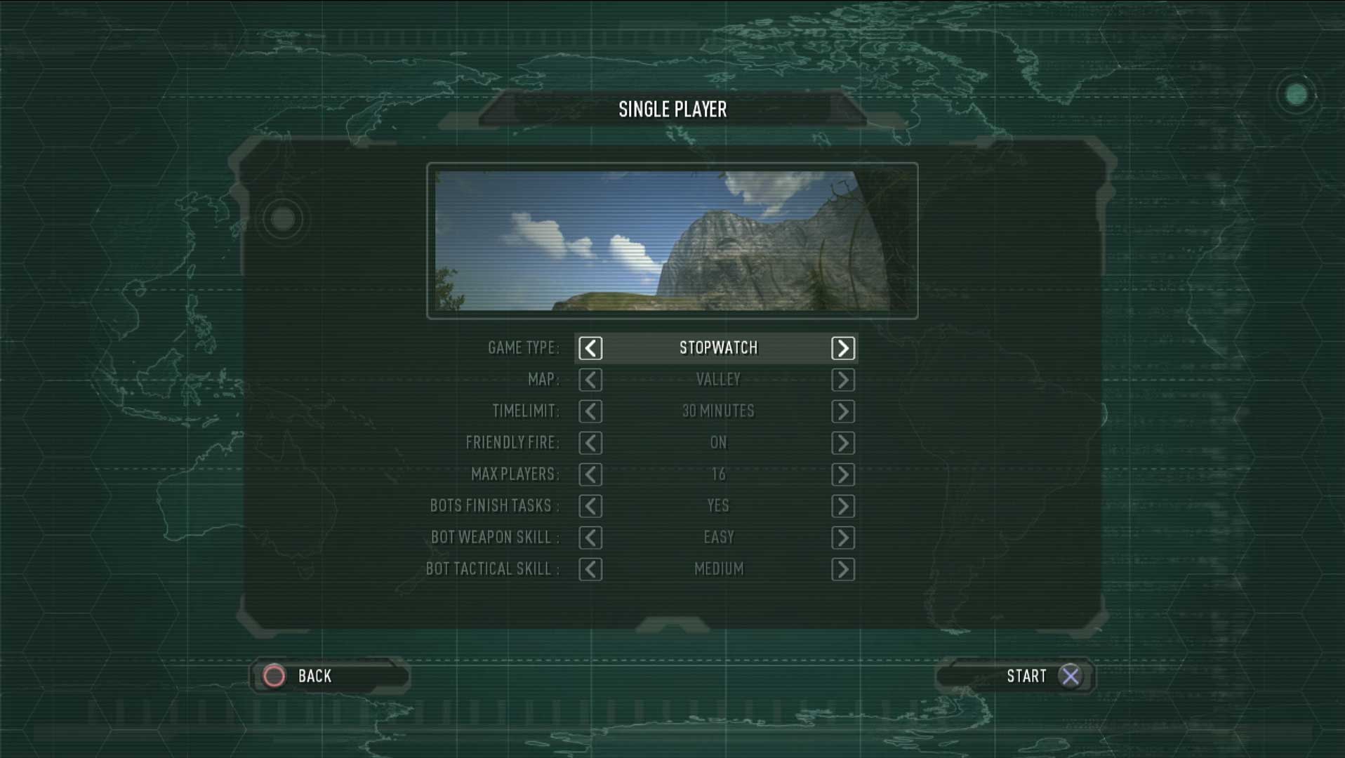 Enemy Territory Quake Wars PS3 game match setup menu