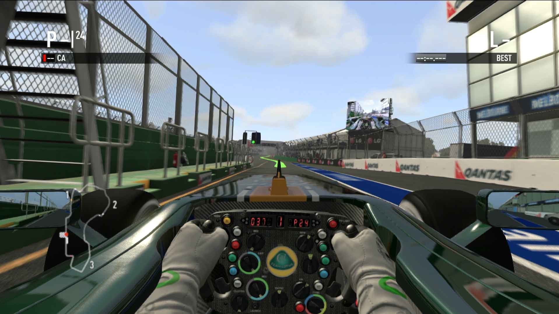 F1 2011 PS3 cockpit view driving out