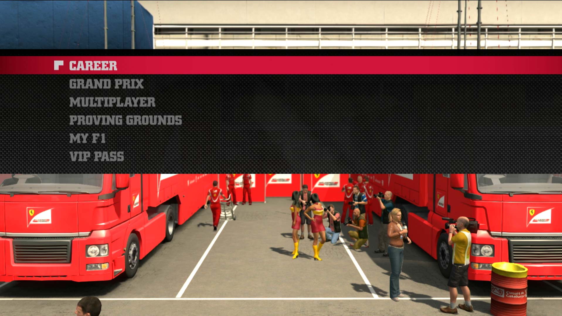 F1 2011 PS3 game main menu screen