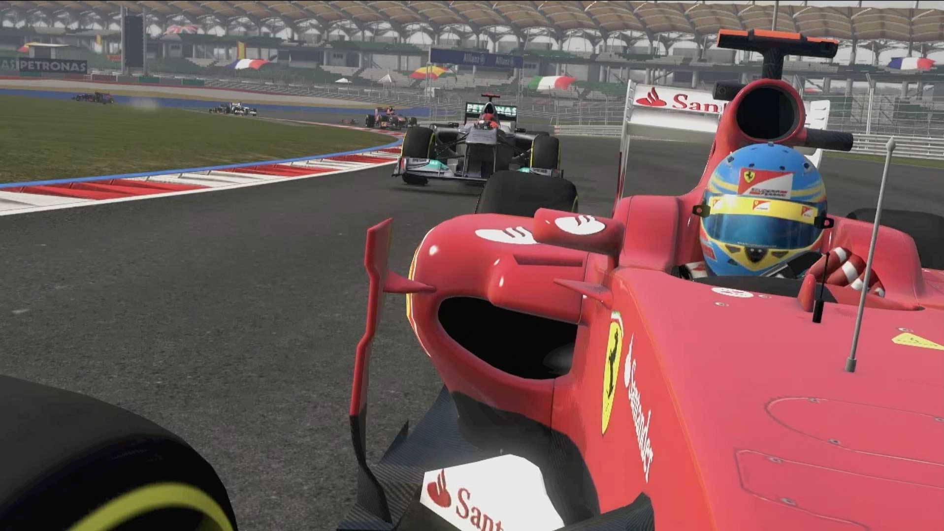 F1 2011 PS3 side rear view racing