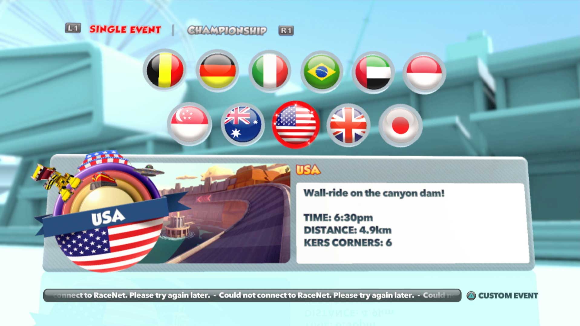 F1 Race Stars PS3 choose team select game menu