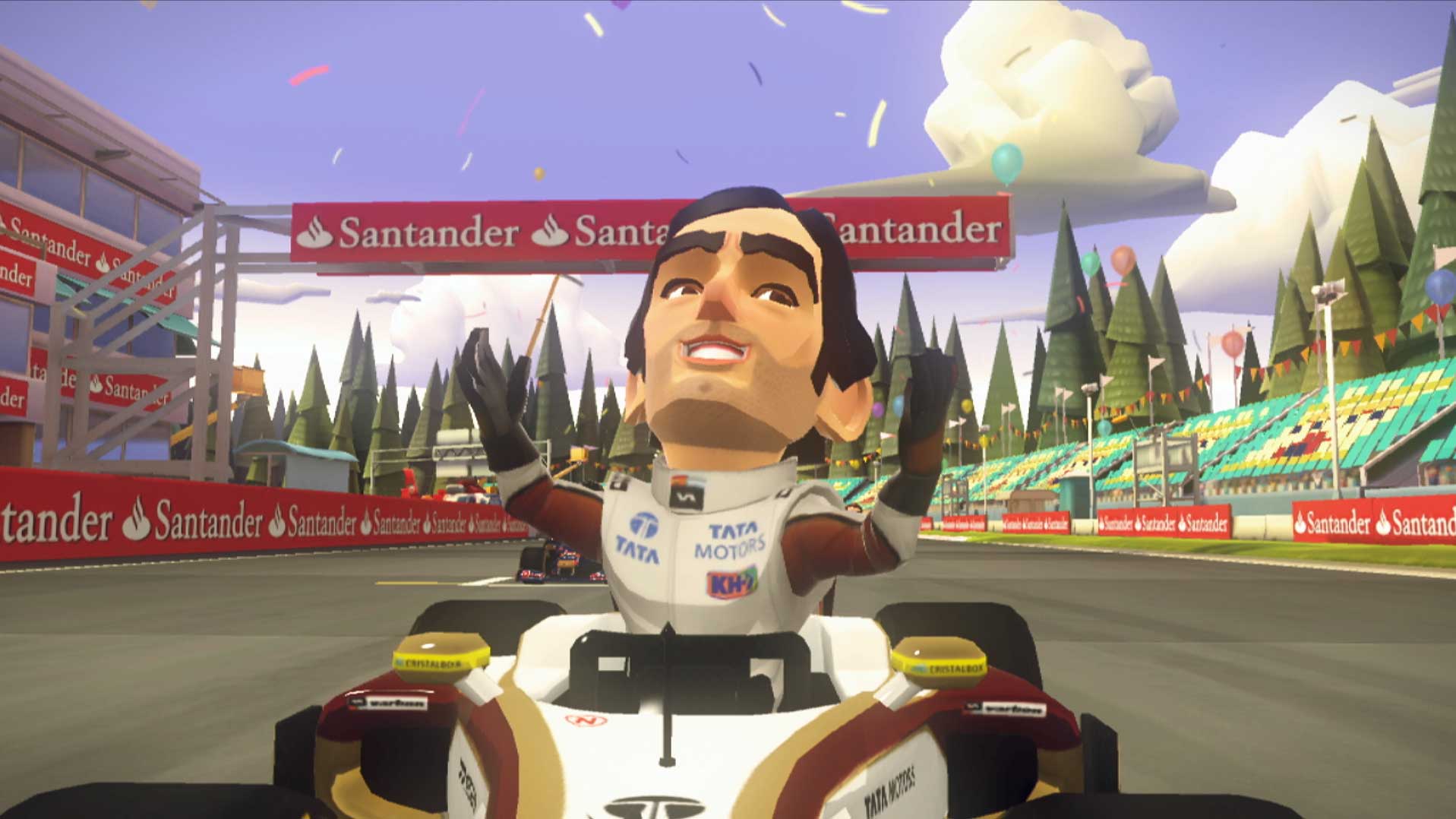 F1 Race Stars PS3 cutscene racer celebrating