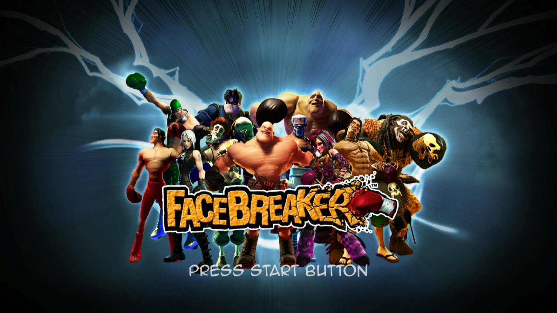 FaceBreaker PS3 game title press start screen