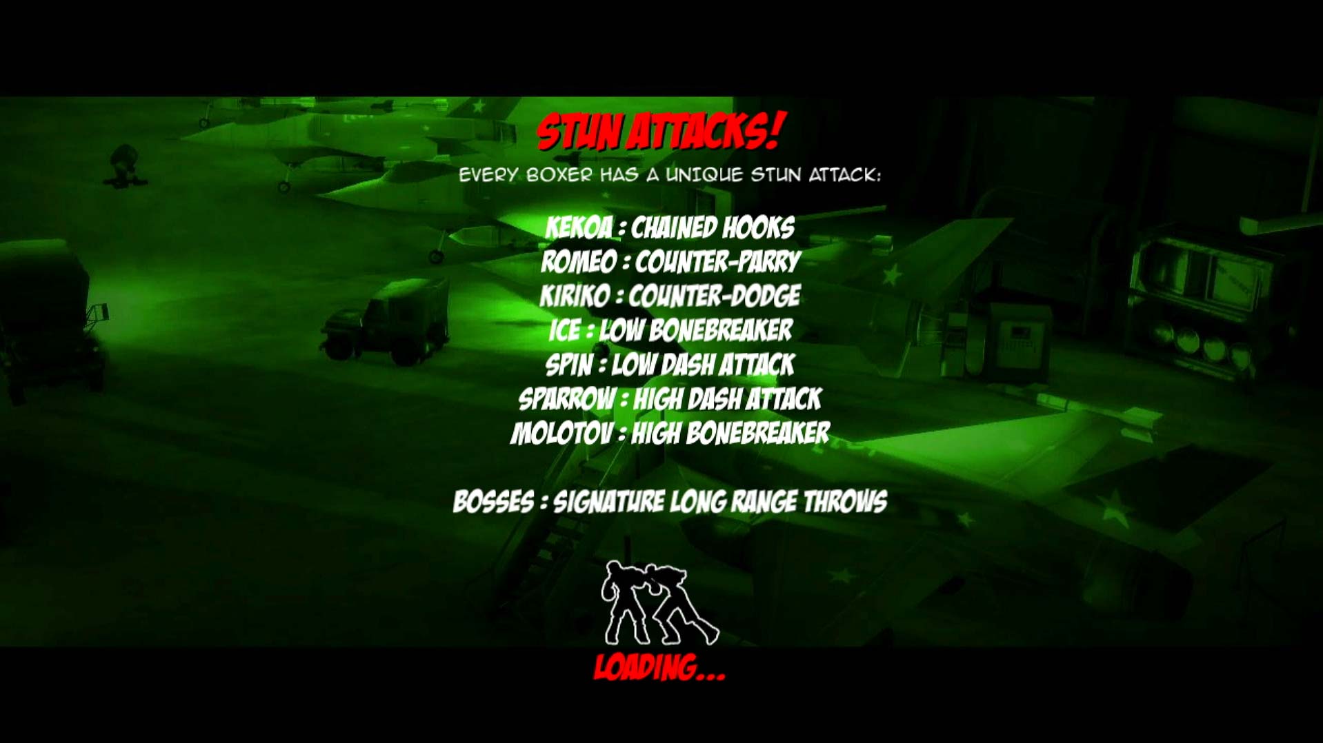 FaceBreaker PS3 stun attack info loading screem