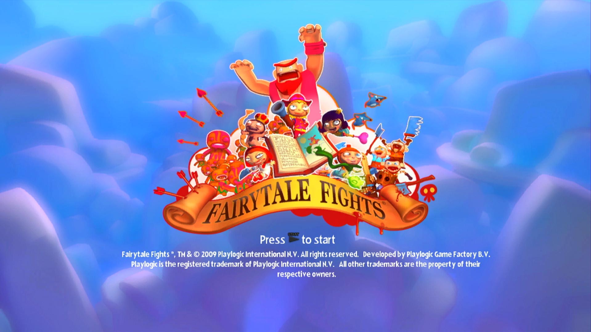 Fairytale Fights PS3 game title press start screen