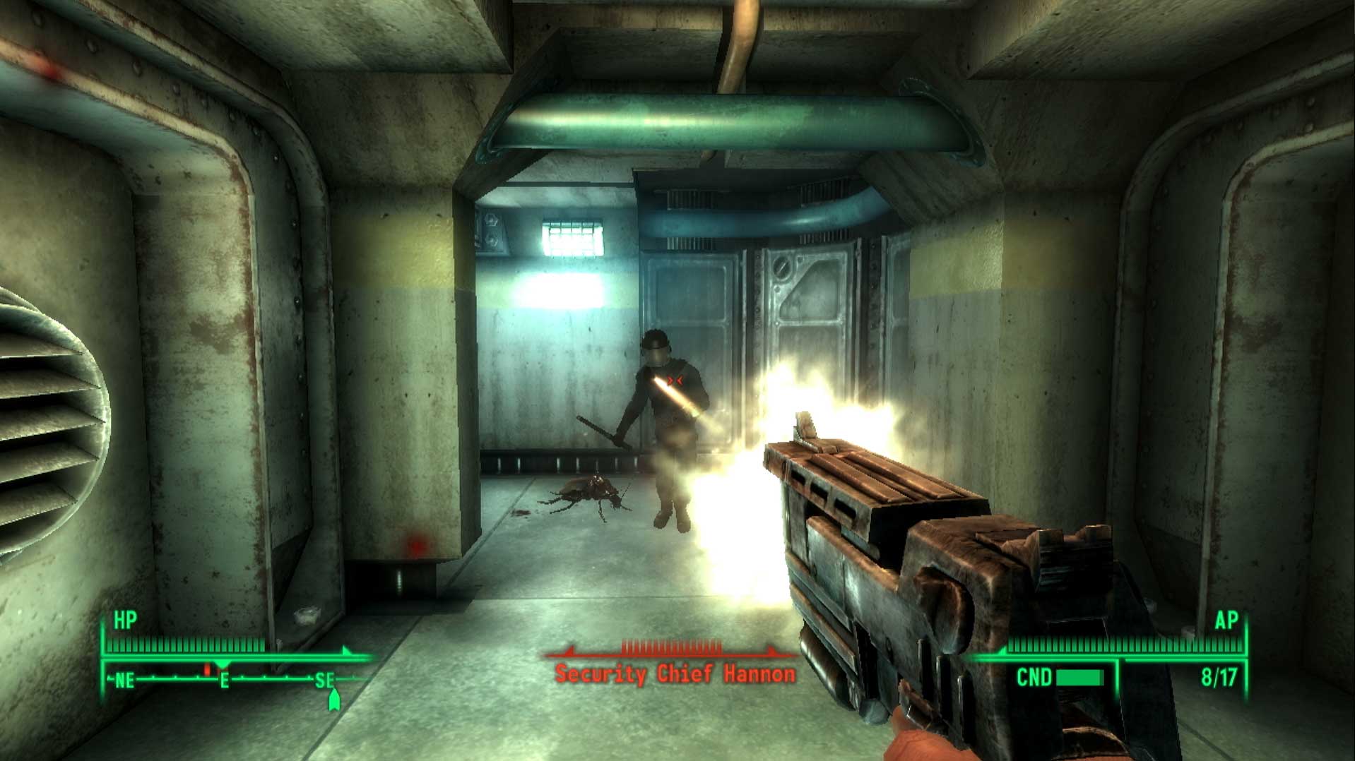 Fallout 3 PS3 shooting enemy soldier screenshot