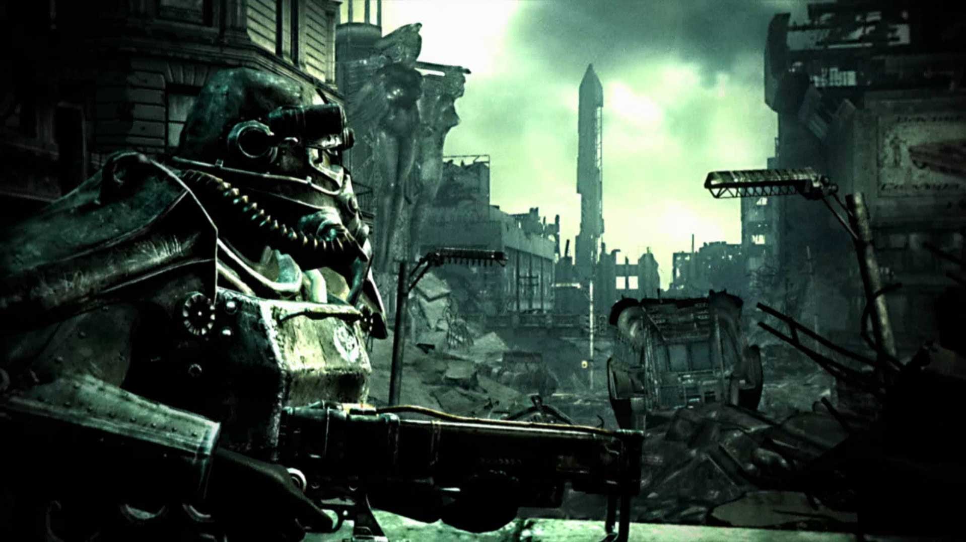 Fallout 3 PS3 Power Armor cutscene destroyed city