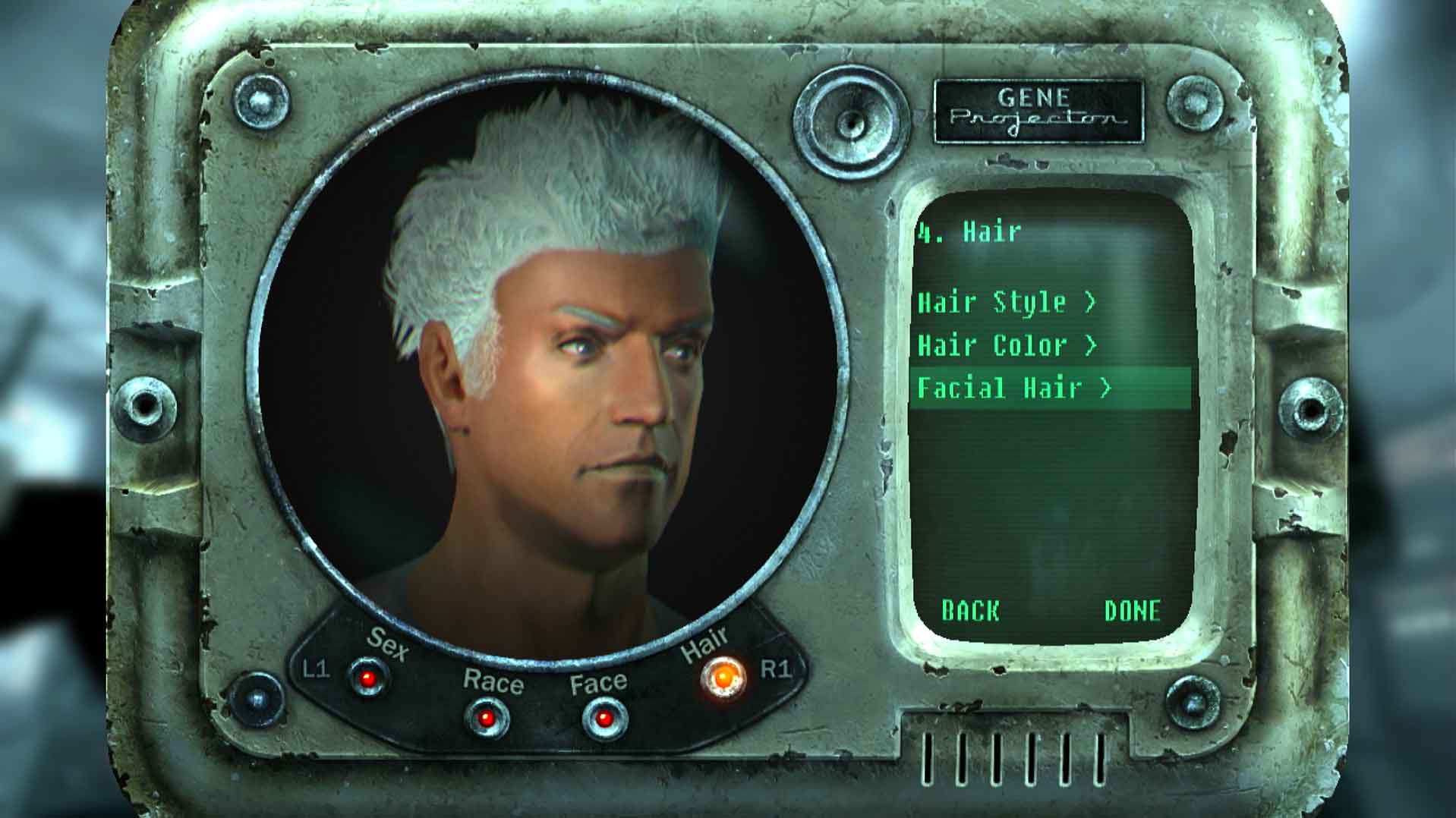 Fallout 3 PS3 character select menu hair