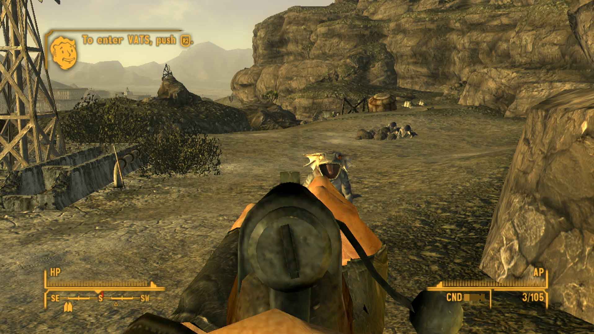 Fallout New Vegas PS3 gameplay shooting gheckos