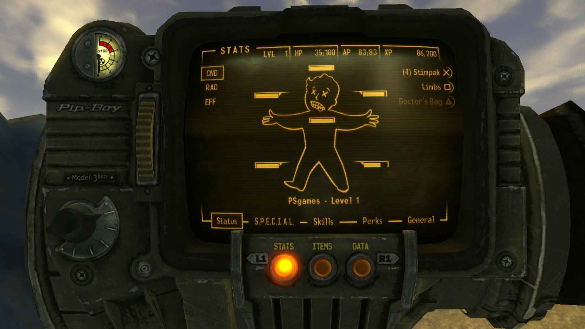 Fallout New Vegas PS3 pip boy 3000 screenshot