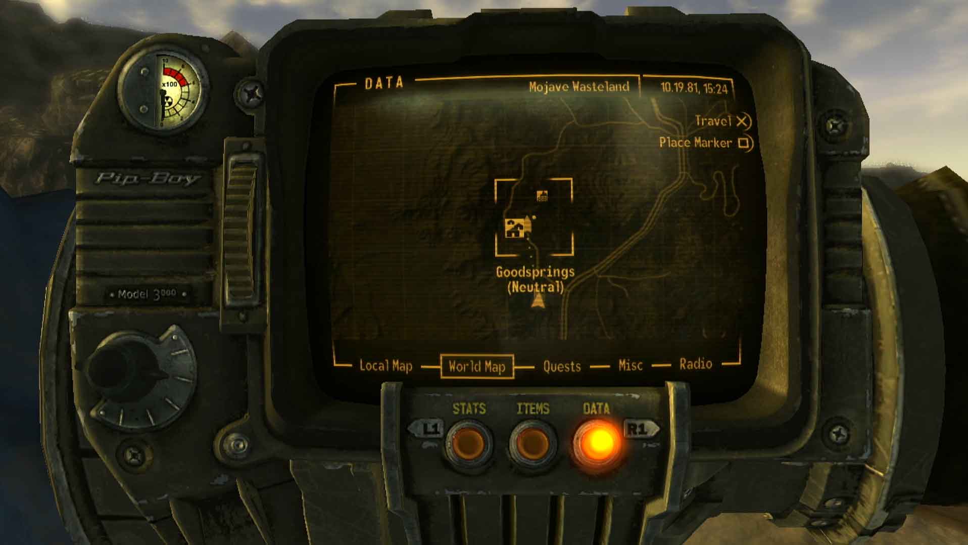 Fallout New Vegas PS3 pip boy game map