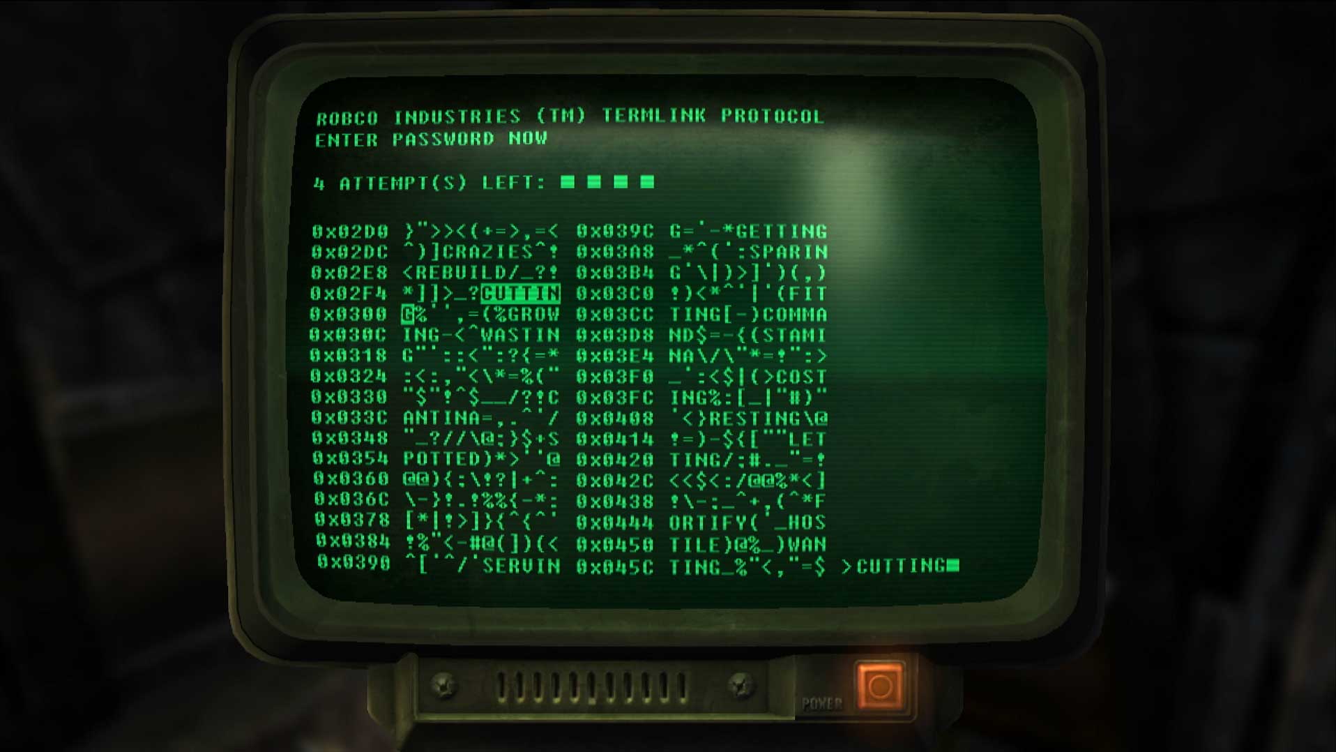 Fallout New Vegas PS3 hacking terminal screenshot