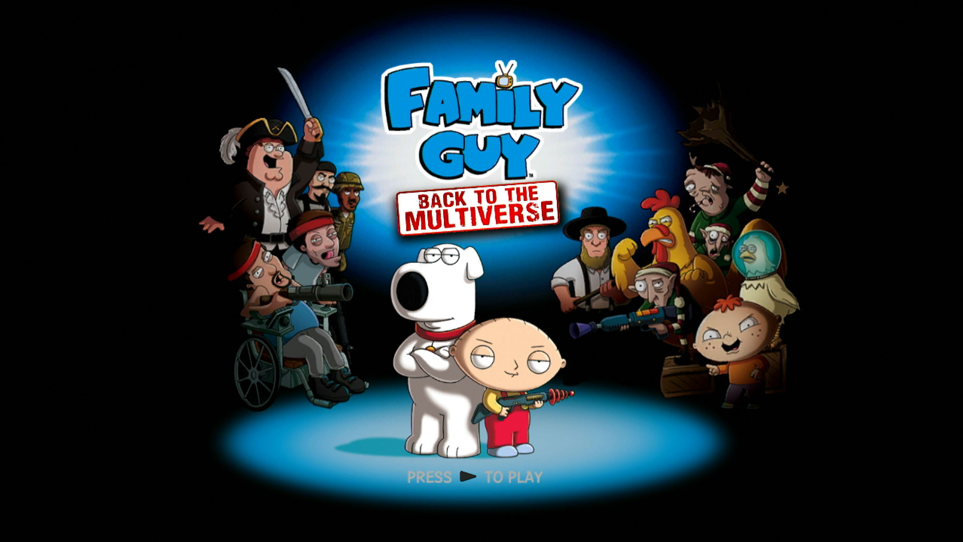 Family Guy Back to the Multiverse PS3 game title press start screen