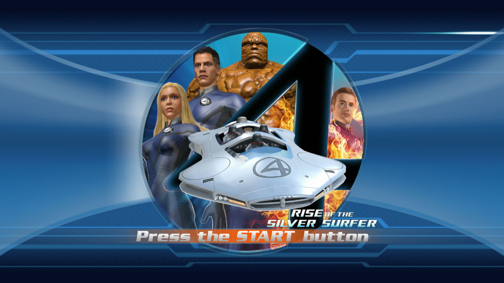 Fantastic Four Rise of the Silver Surfer PS3 game title press start screen