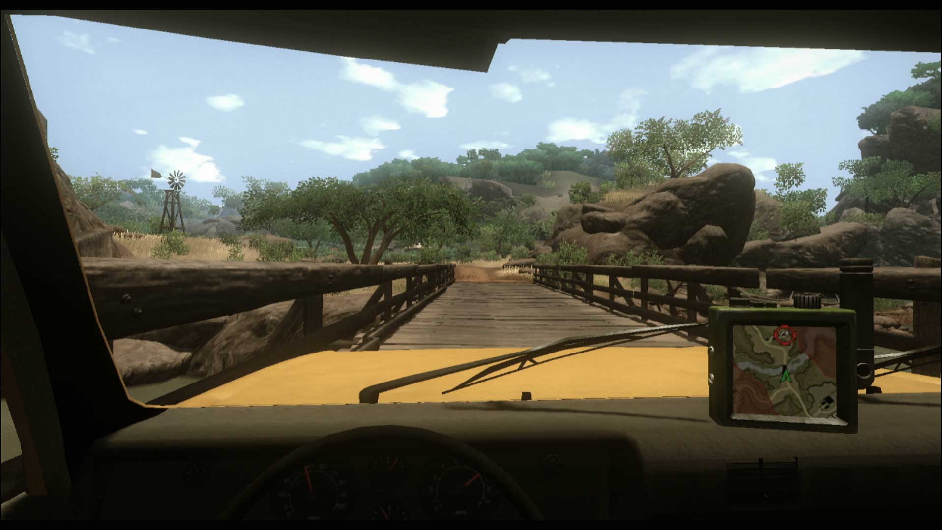 Far Cry 2 PS3 driving bridge gps screenshot