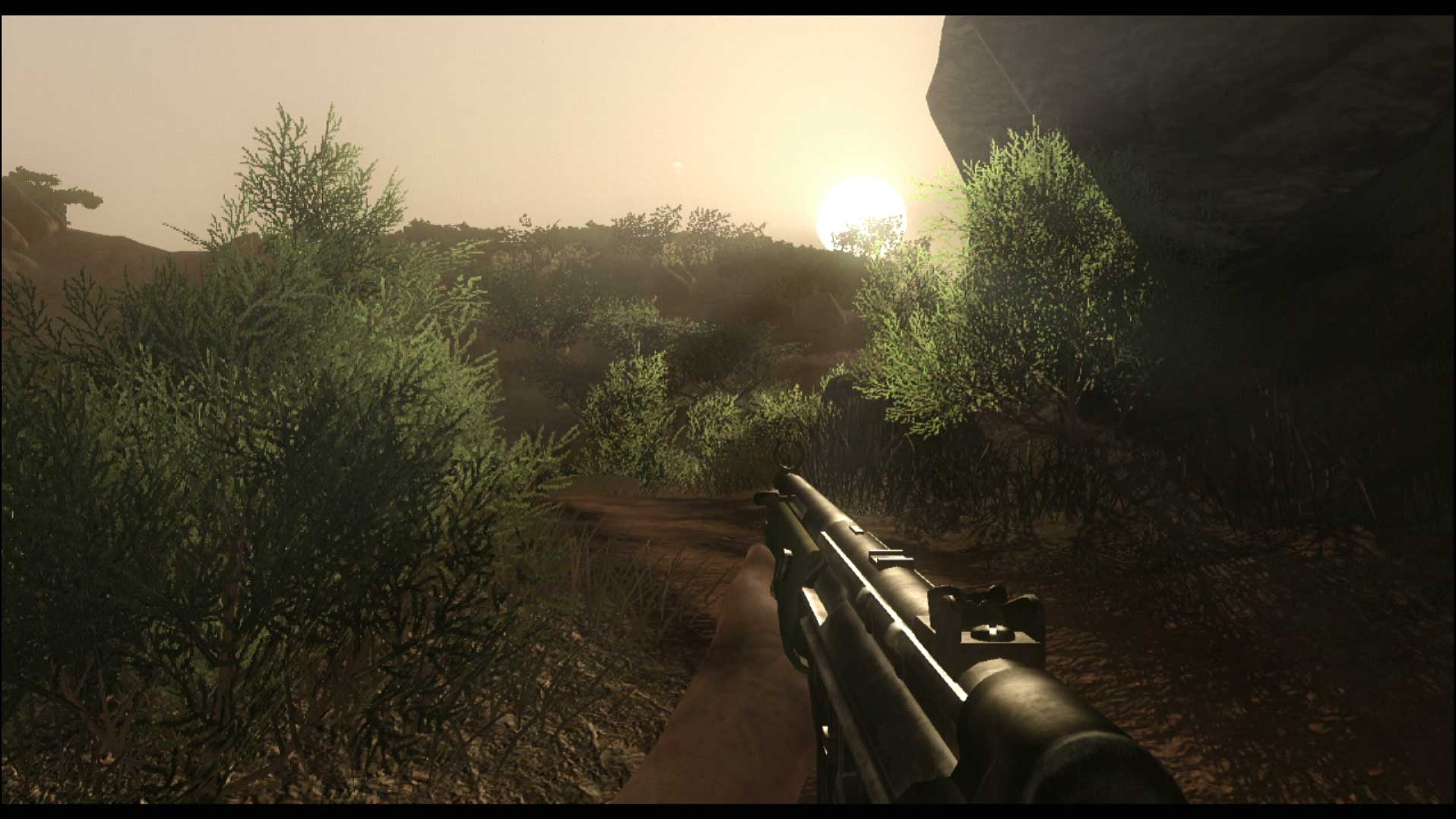 Far Cry 2 PS3 screenshot gameplay outdoors sun rays