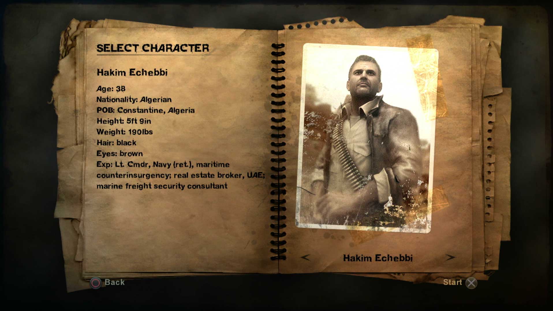 Far Cry 2 PS3 select character select screen