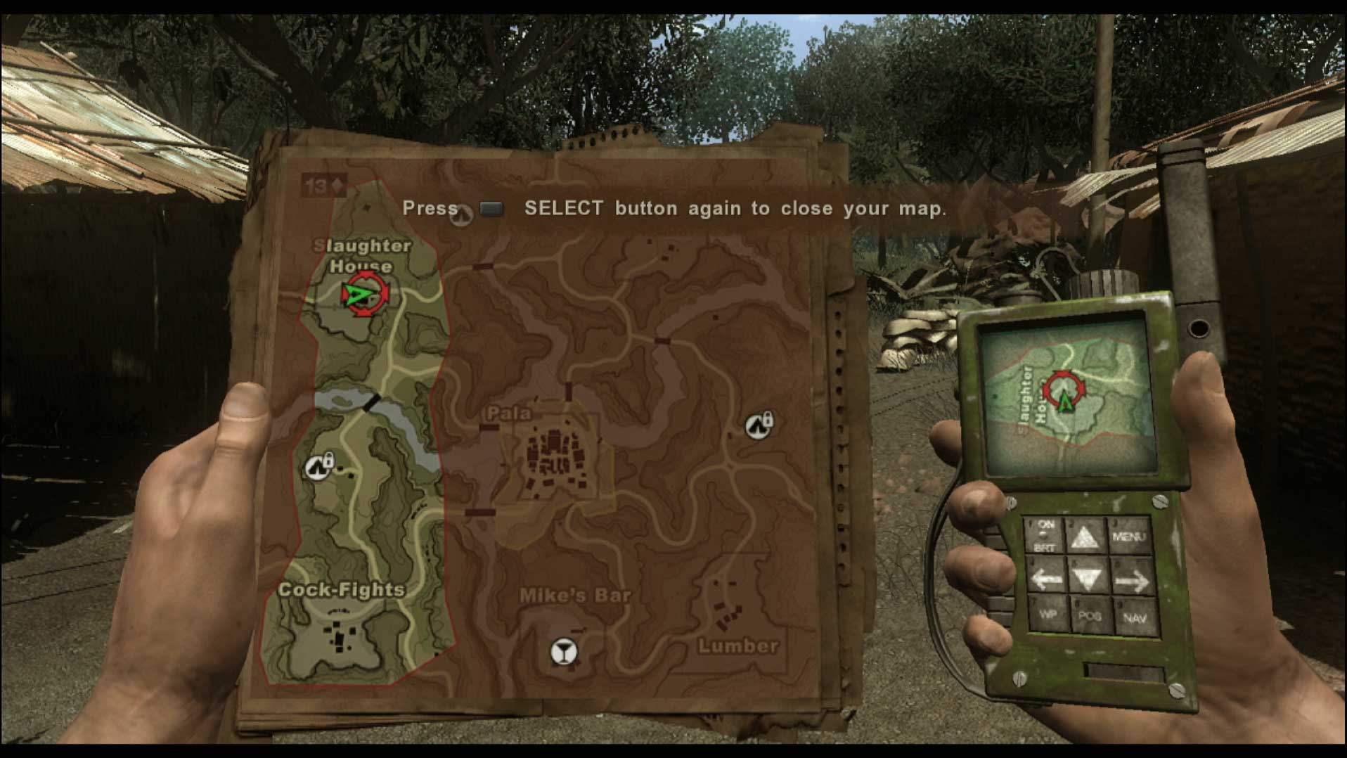 Far Cry 2 PS3 game map menu screen