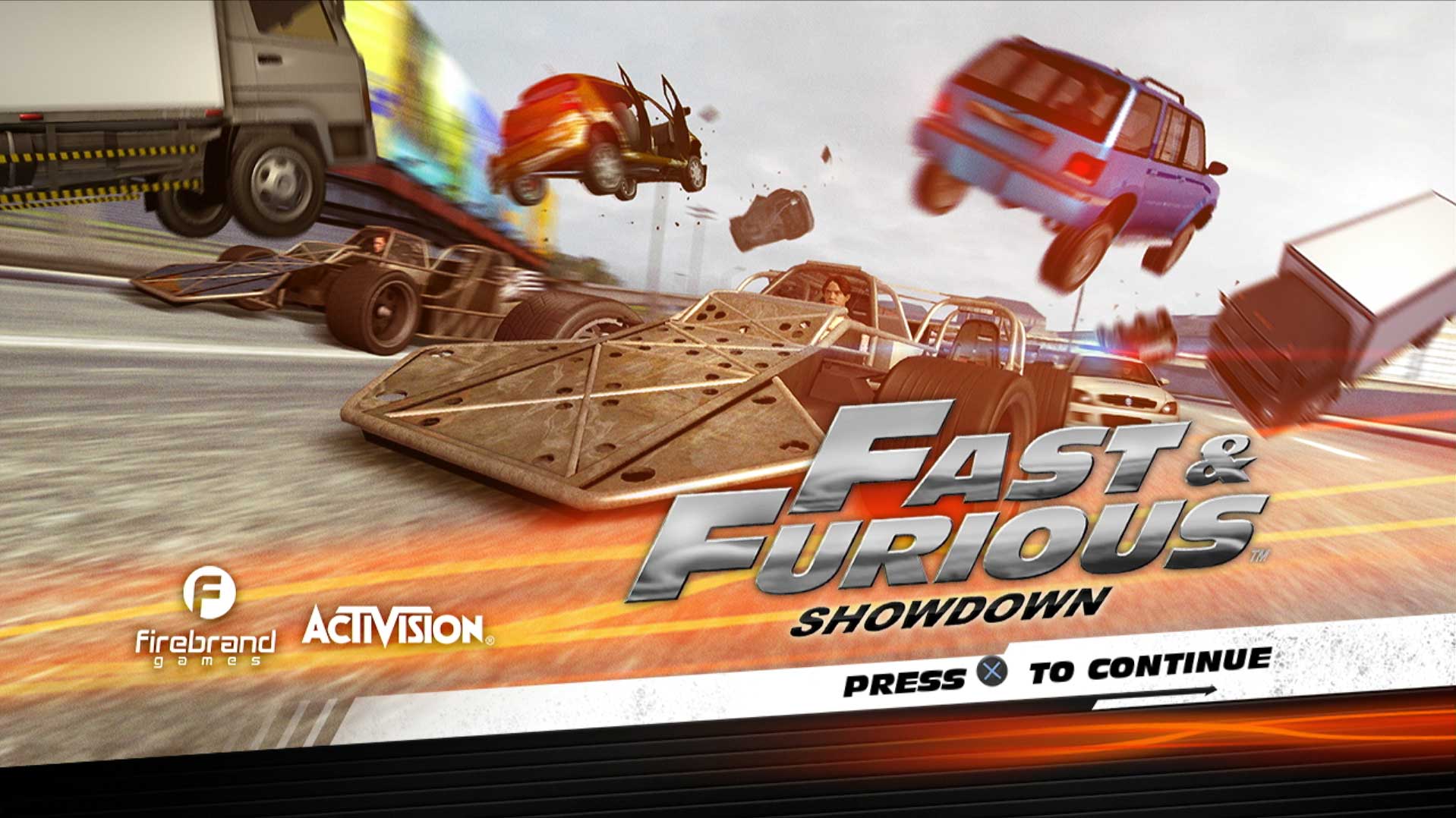 Fast & Furious Showdown PS3 game title press start screen