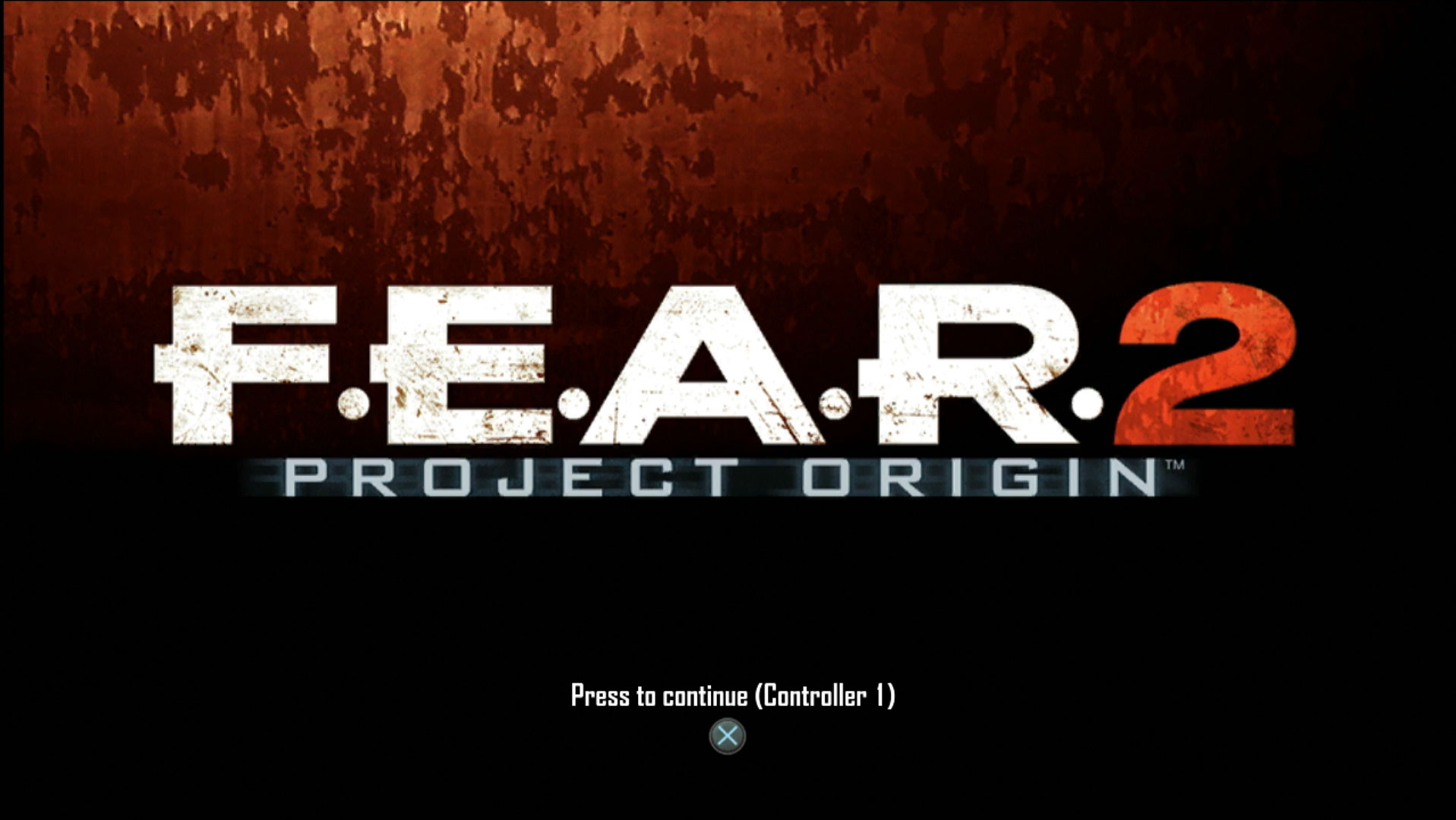 FEAR 2 Project Origin PS3 game title press start screen