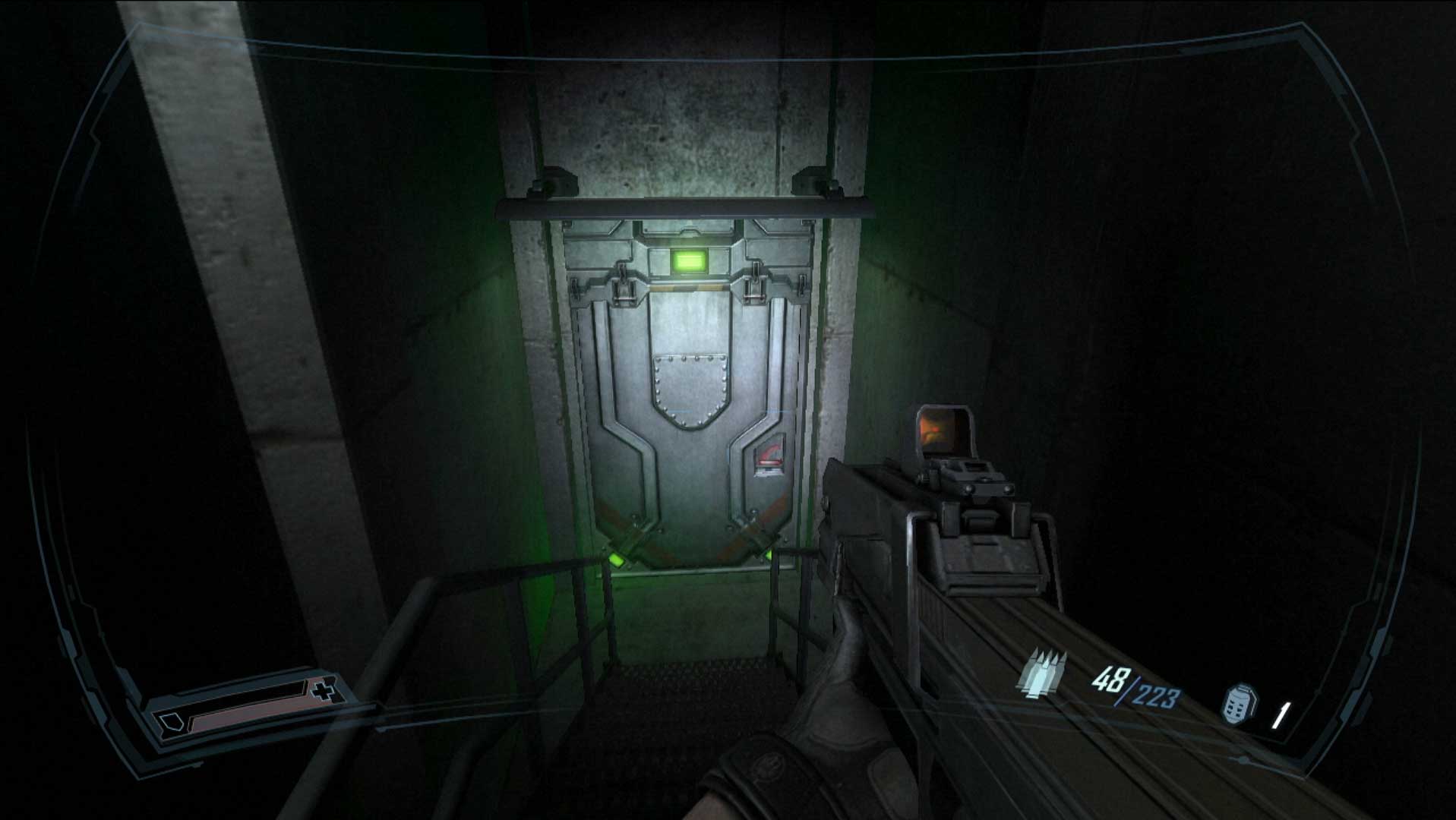 FEAR 2 Project Origin PS3 underground gate door green