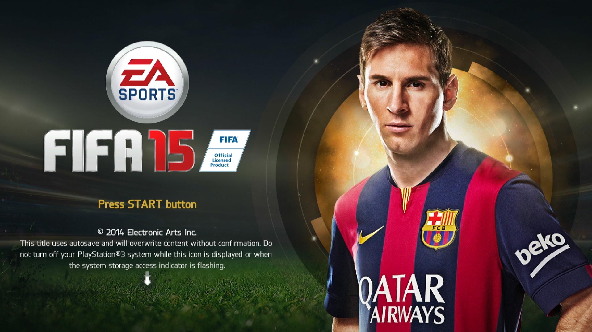 FIFA 15 PS3 Game title press start screen