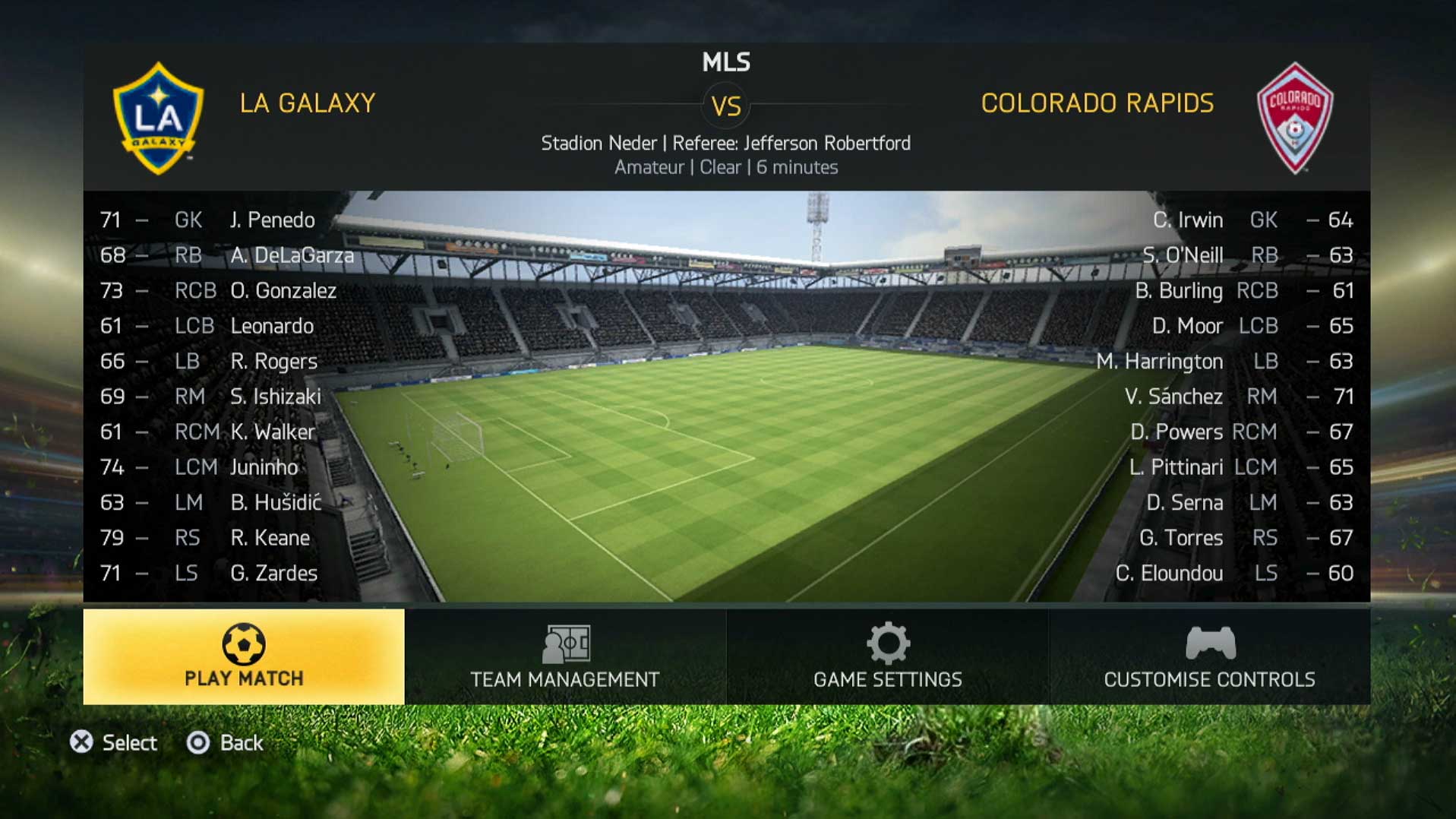 FIFA 15 PS3 game match menu screen