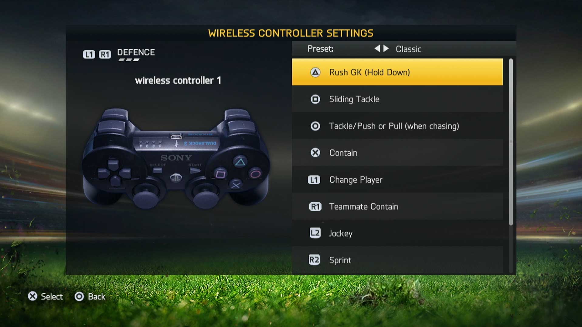 FIFA 15 PS3 game DEFENSE controller button layout