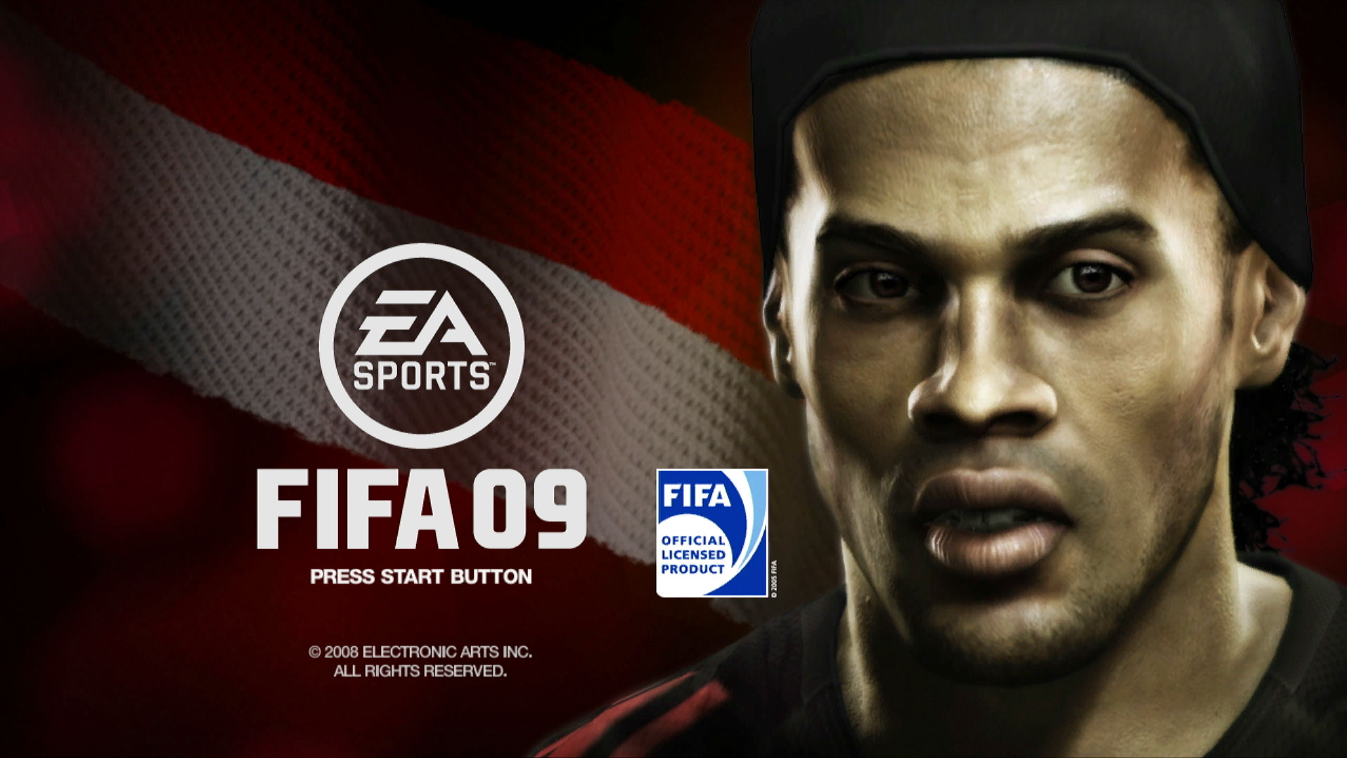 FIFA Soccer 09 PS3 game title press start screen