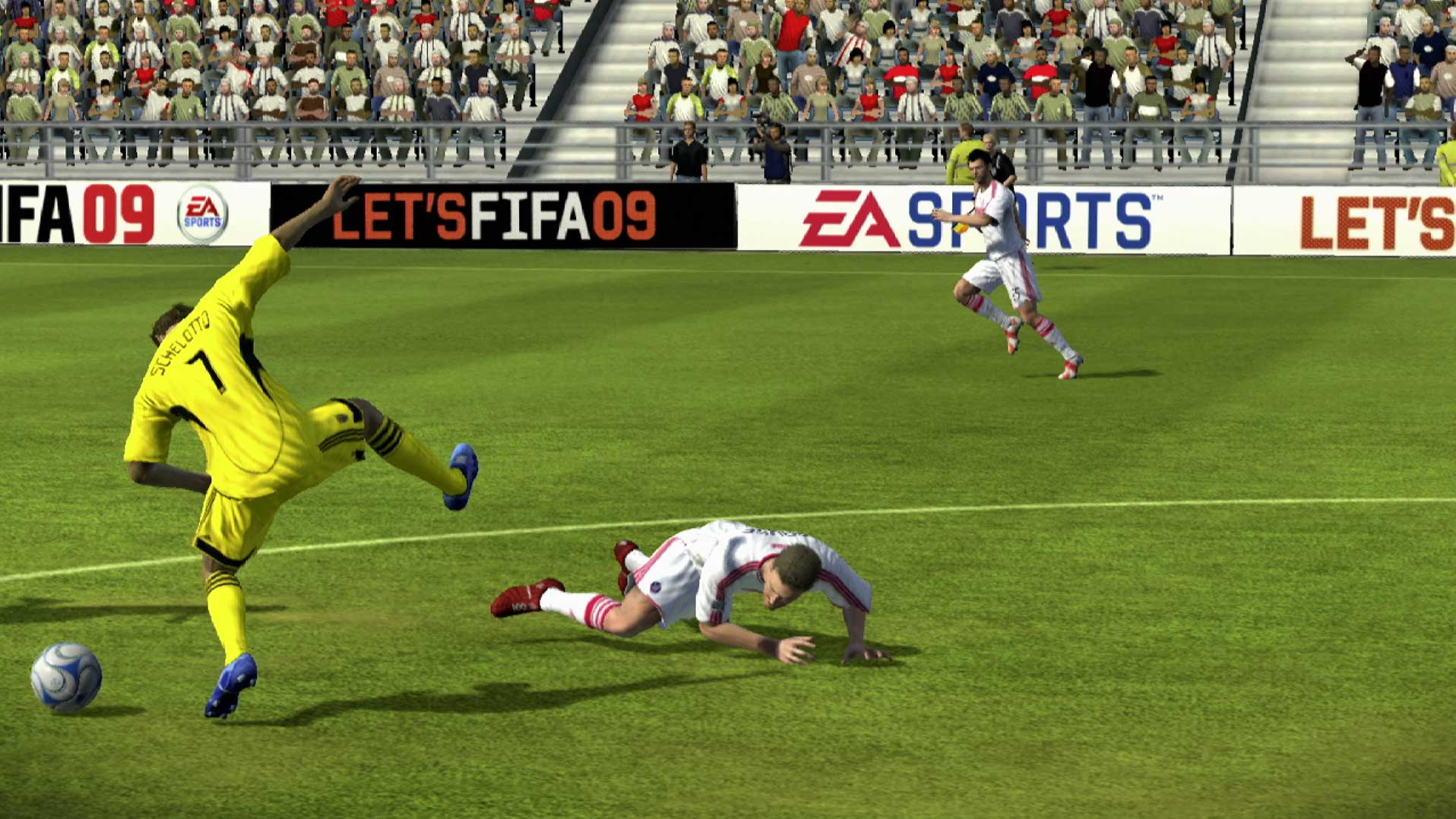 FIFA Soccer 09 PS3 play screenshot jumping ball