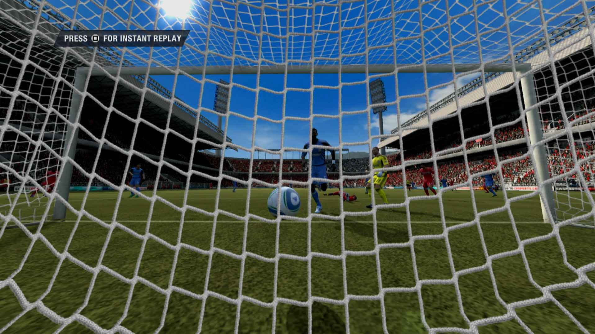 FIFA Soccer 12 PS3 replay ball net close-up