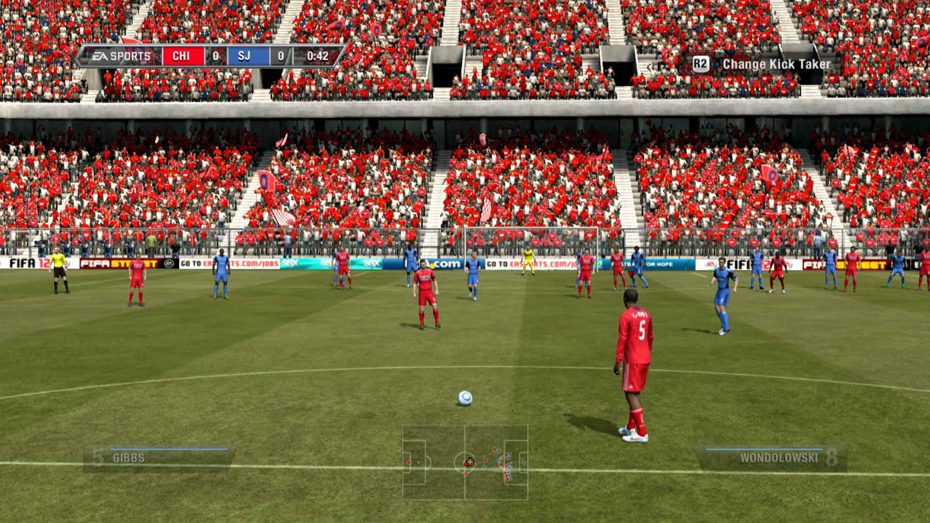 FIFA Soccer 12 PS3 kicking ball gameplay screenshot