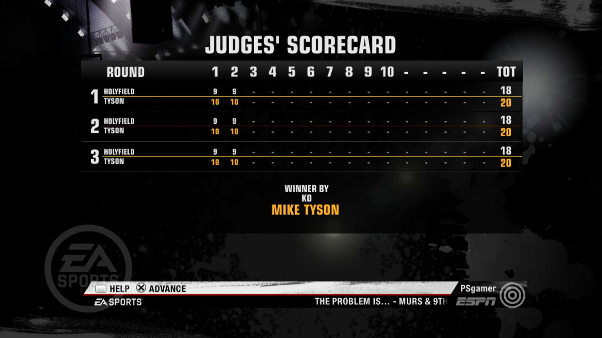 Fight Night Champion PS3 judges scorecard