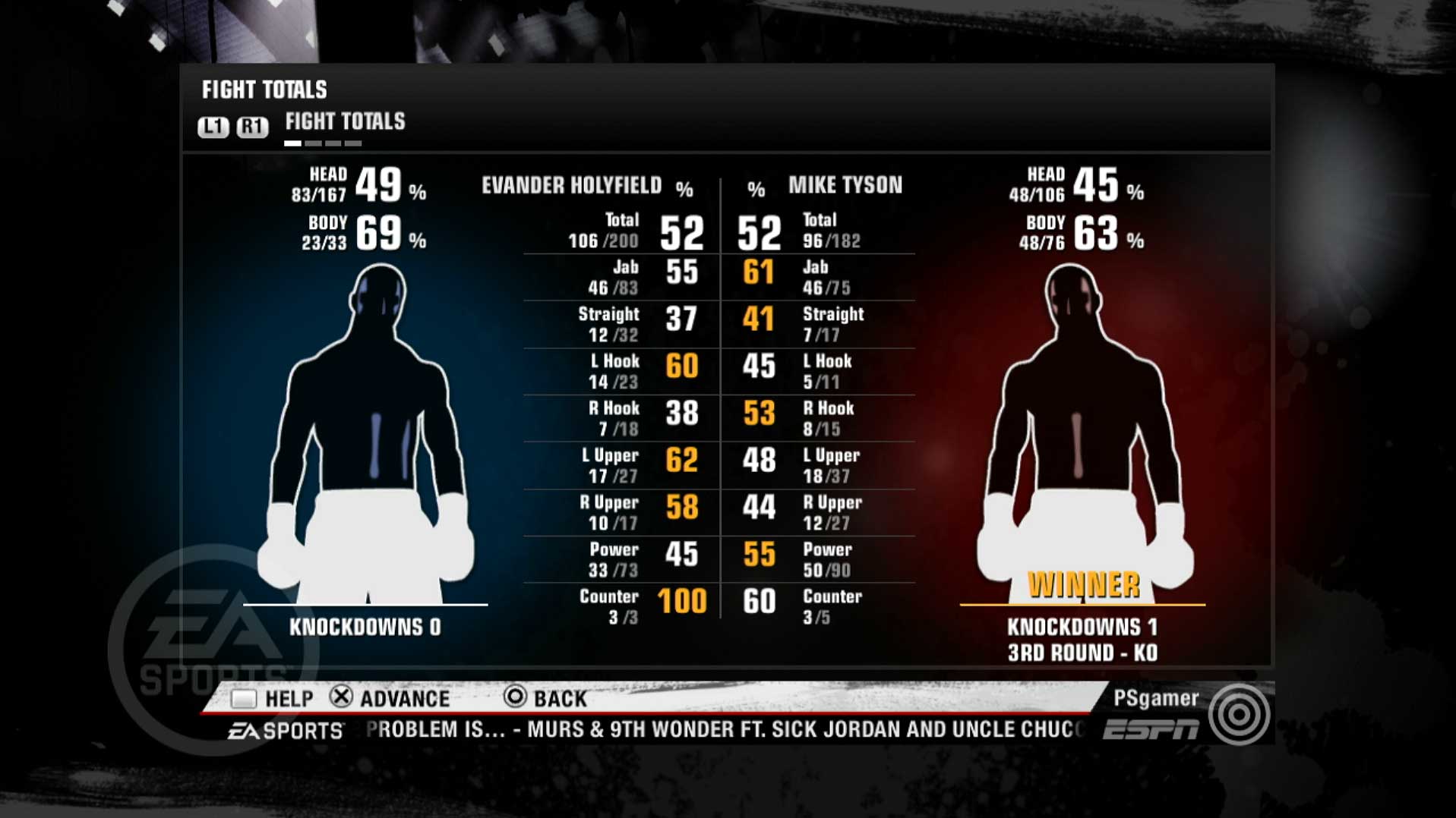 Fight Night Champion PS3 fight total stats screen