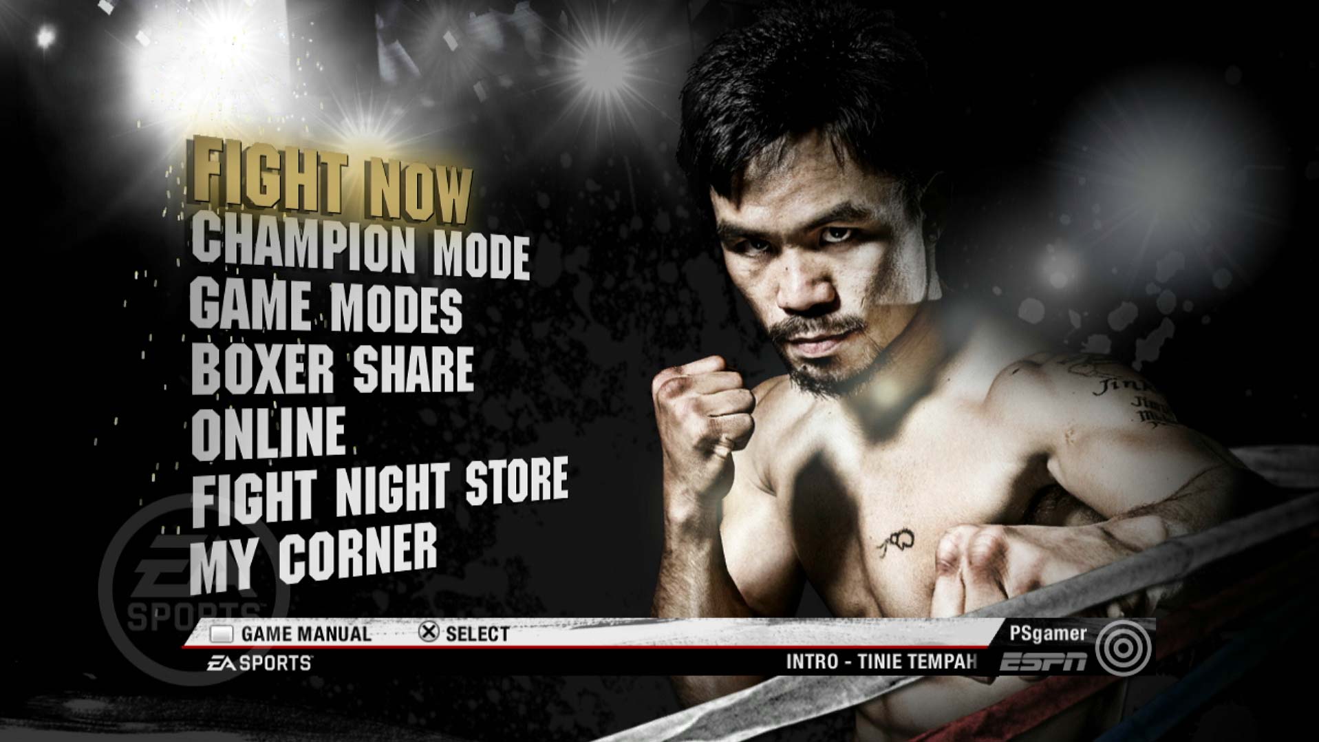 Fight Night Champion PS3 game title main menu screen