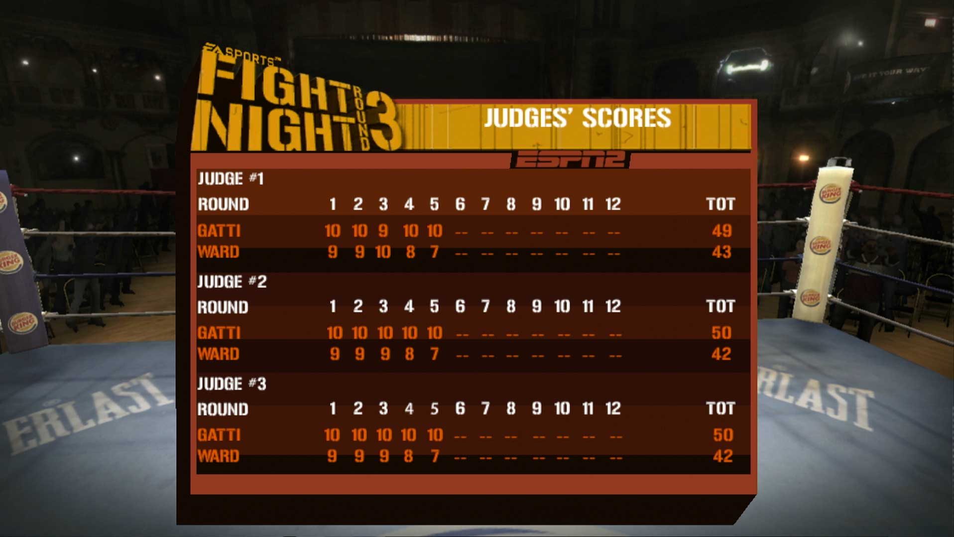 Fight Night Round 3 PS3 judges scores stats