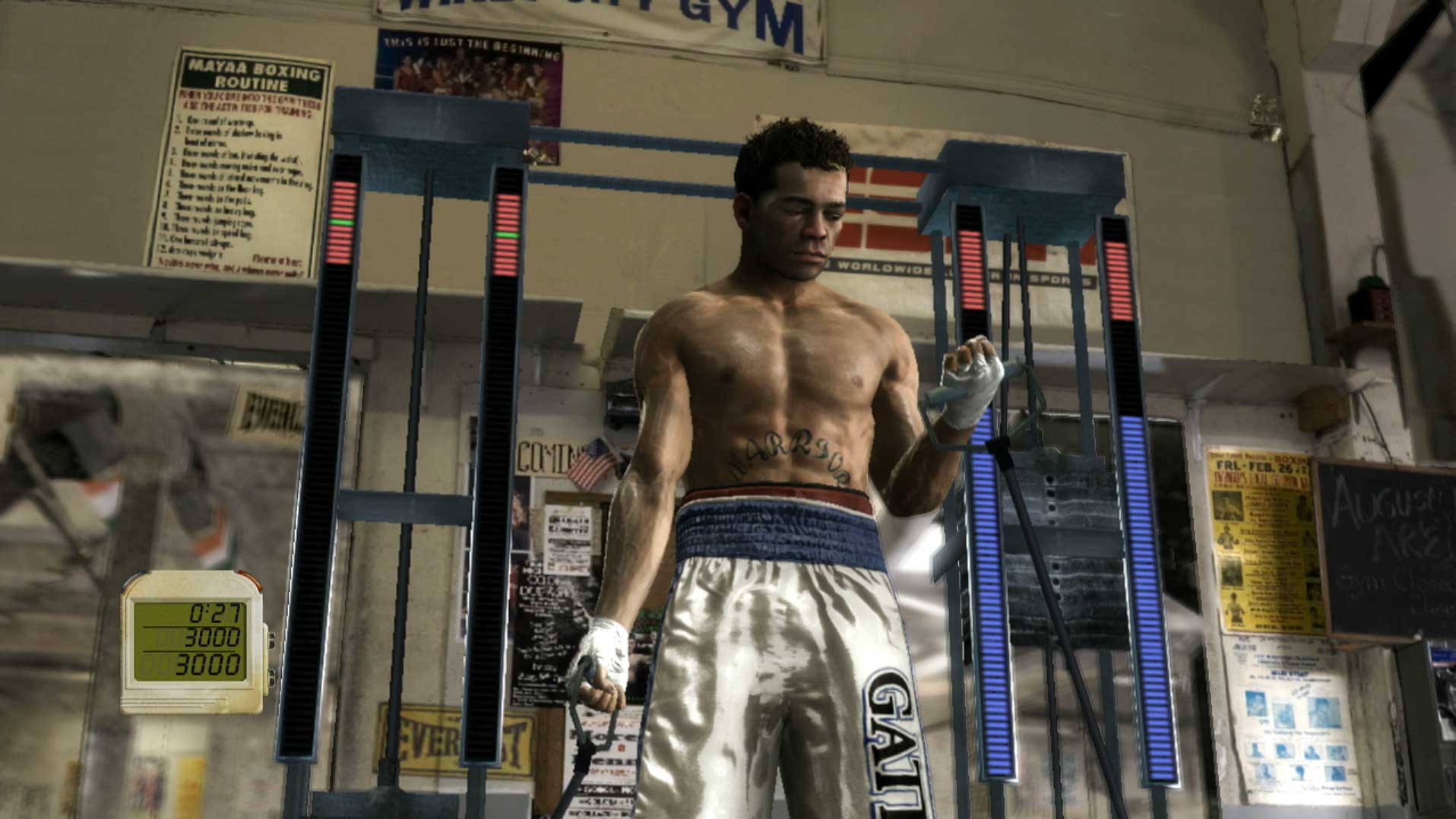 Fight Night Round 3 PS3 training screenshot lifting weights