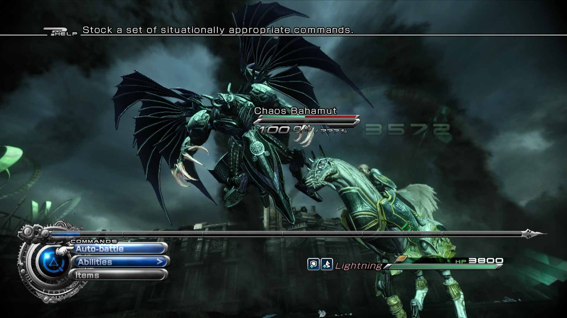 Final Fantasy XIII-2 PS3 gameplay battleing chaos bahamut