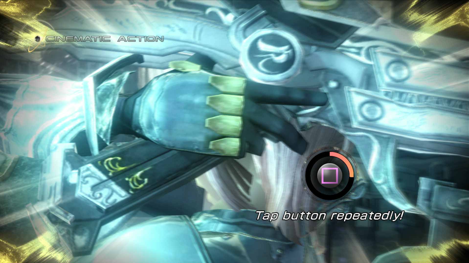 Final Fantasy XIII-2 PS3 cinematic action tap button