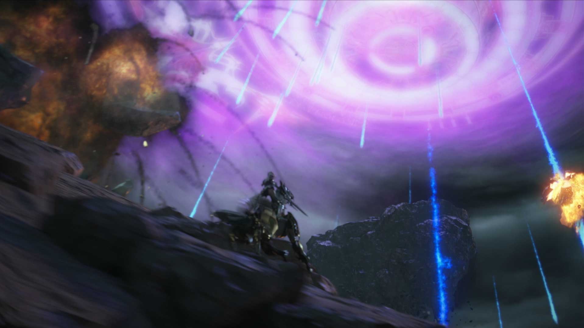 Final Fantasy XIII-2 PS3 sky glowing meteorites